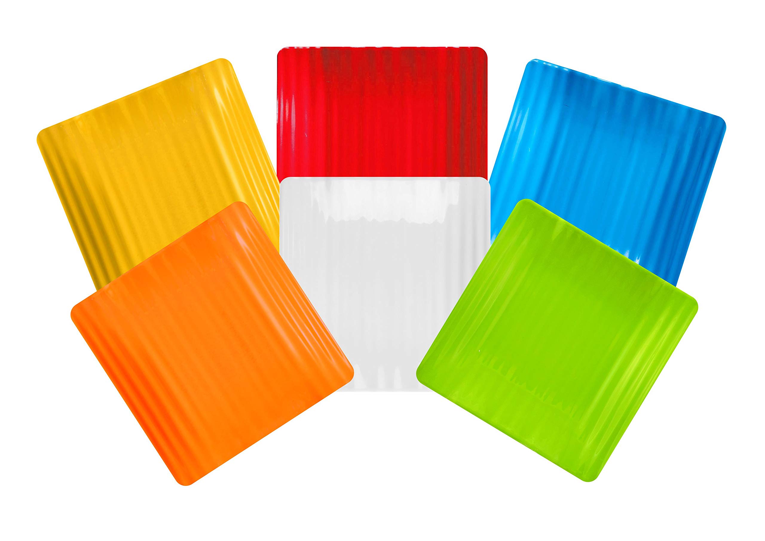 Mehul Melamine Square Snacks Half Side Plates, Set for Kitchen/Dining, Size 17.5 X 17.5 cm (Set of 6, Multi-Color)