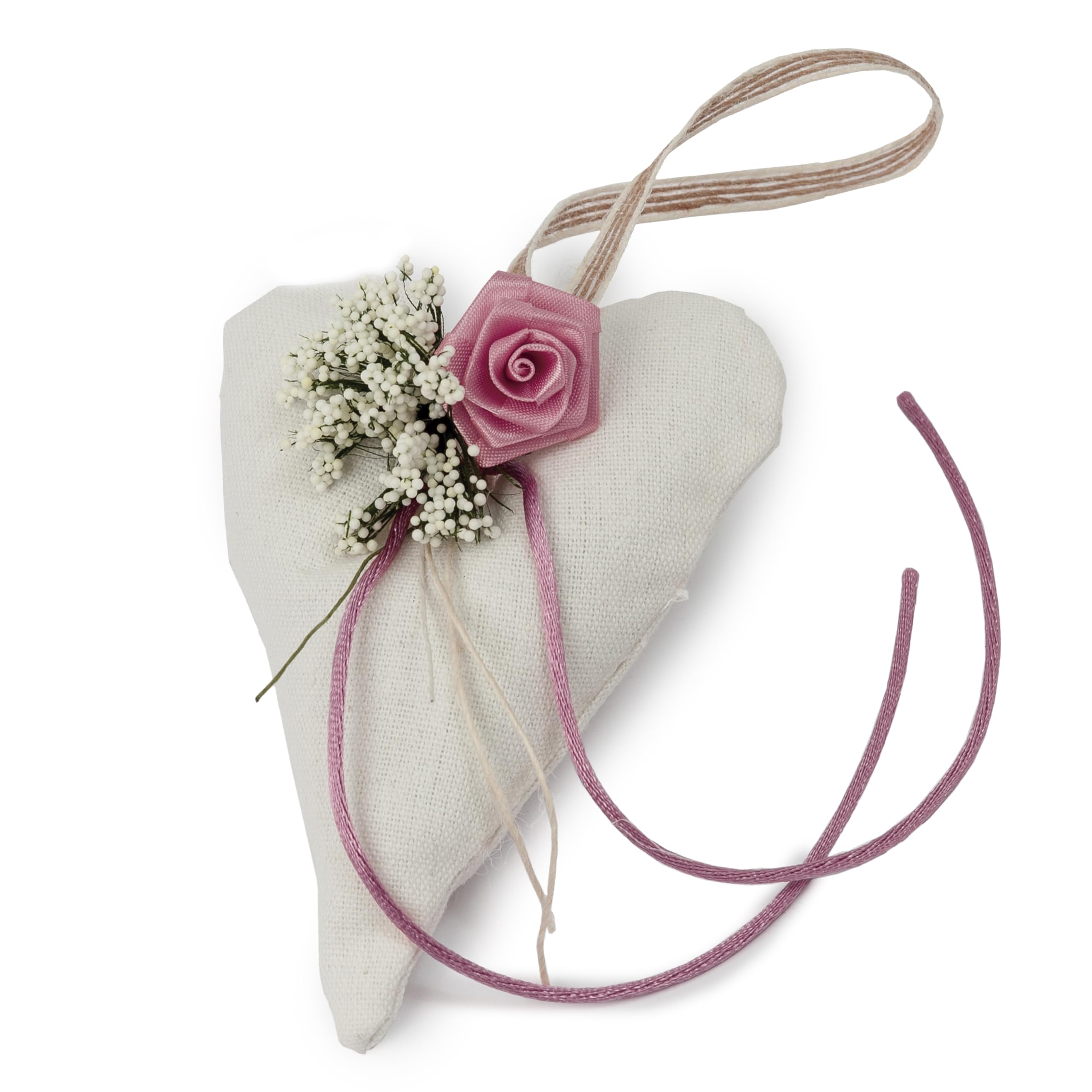 Mopec Mopec AA19 Pack 6 Cojines corazón Porta alianzas Adornado Flor Malva 8,5x12,5x3,5cm, Multicolor, Normal