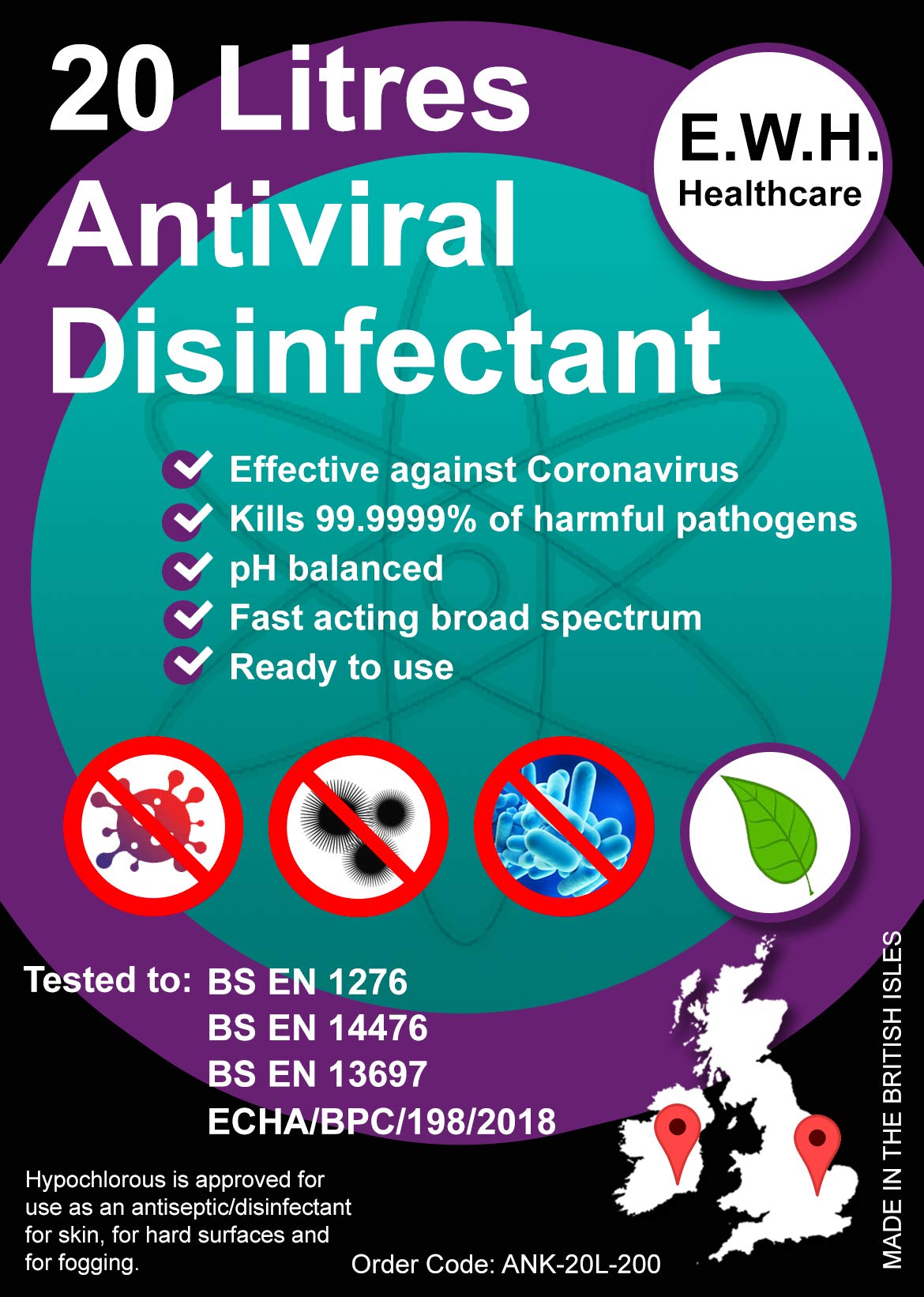 20L FOGGING DISINFECTANT (BPR ECHA APPROVED) FOR FOGGER READY TO USE