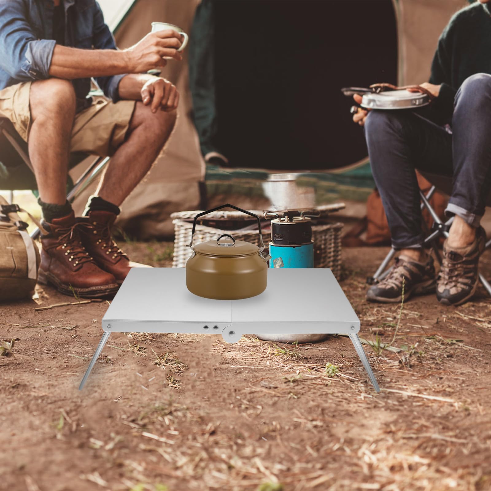 SHINEOFI Aleación de Aluminio Mesa Pequeña Plegable Portátil 32 * 21cm