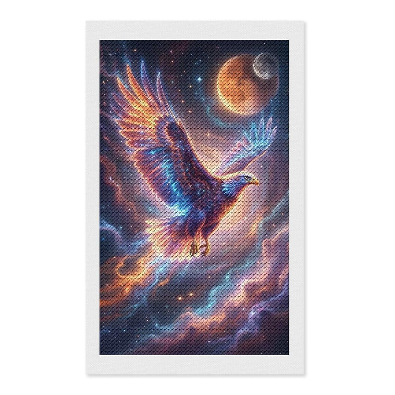 Junmoney Cosmic Eagle in Nebula Diamond Art Canvas 12"x20", for Adults, Good for Quiet Evenings, Bedroom Decor, Festive Craft Gift, Easy to Enjoy