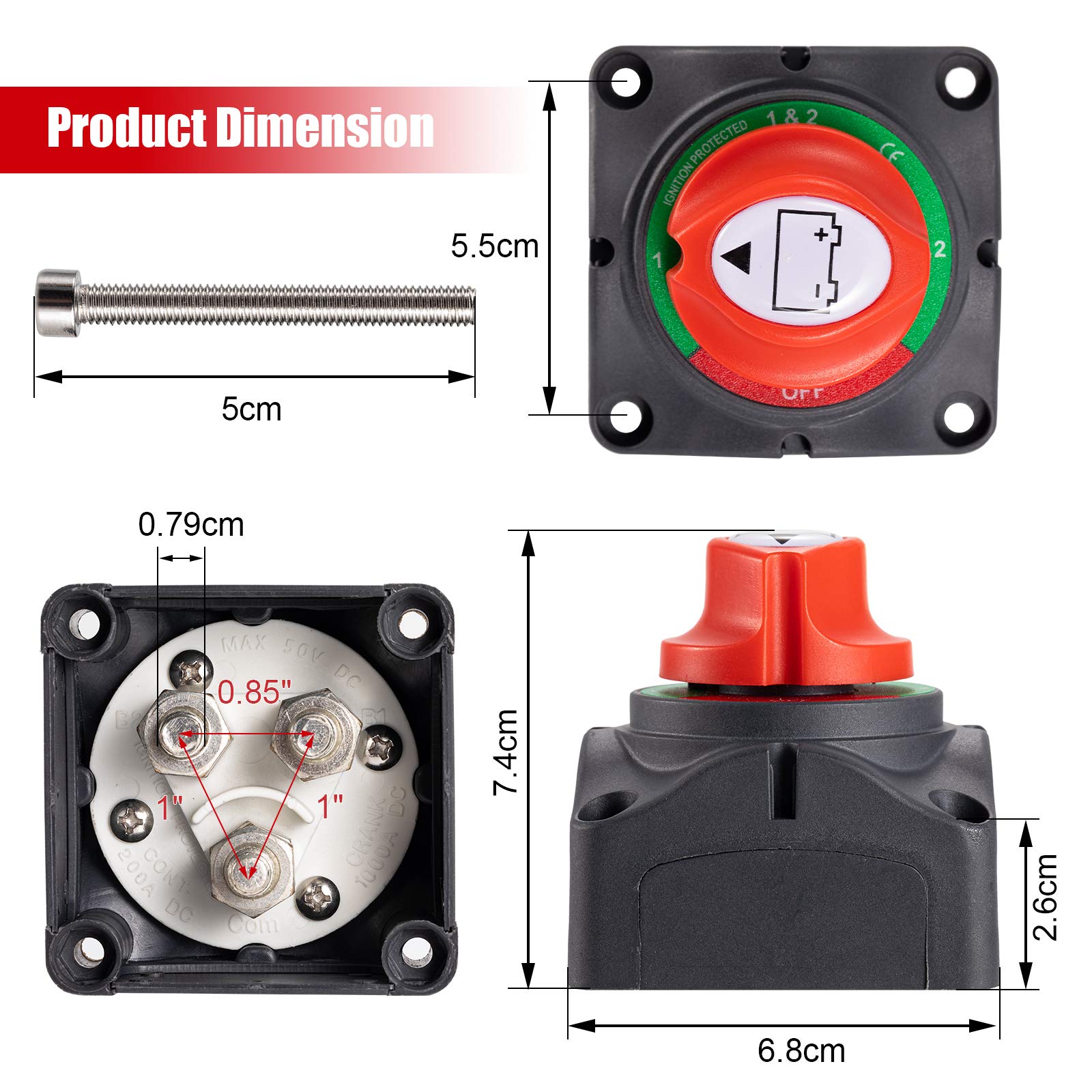 Buy CZC AUTO 12BothOff Battery Disconnect Switch 12V 24V 48V Master