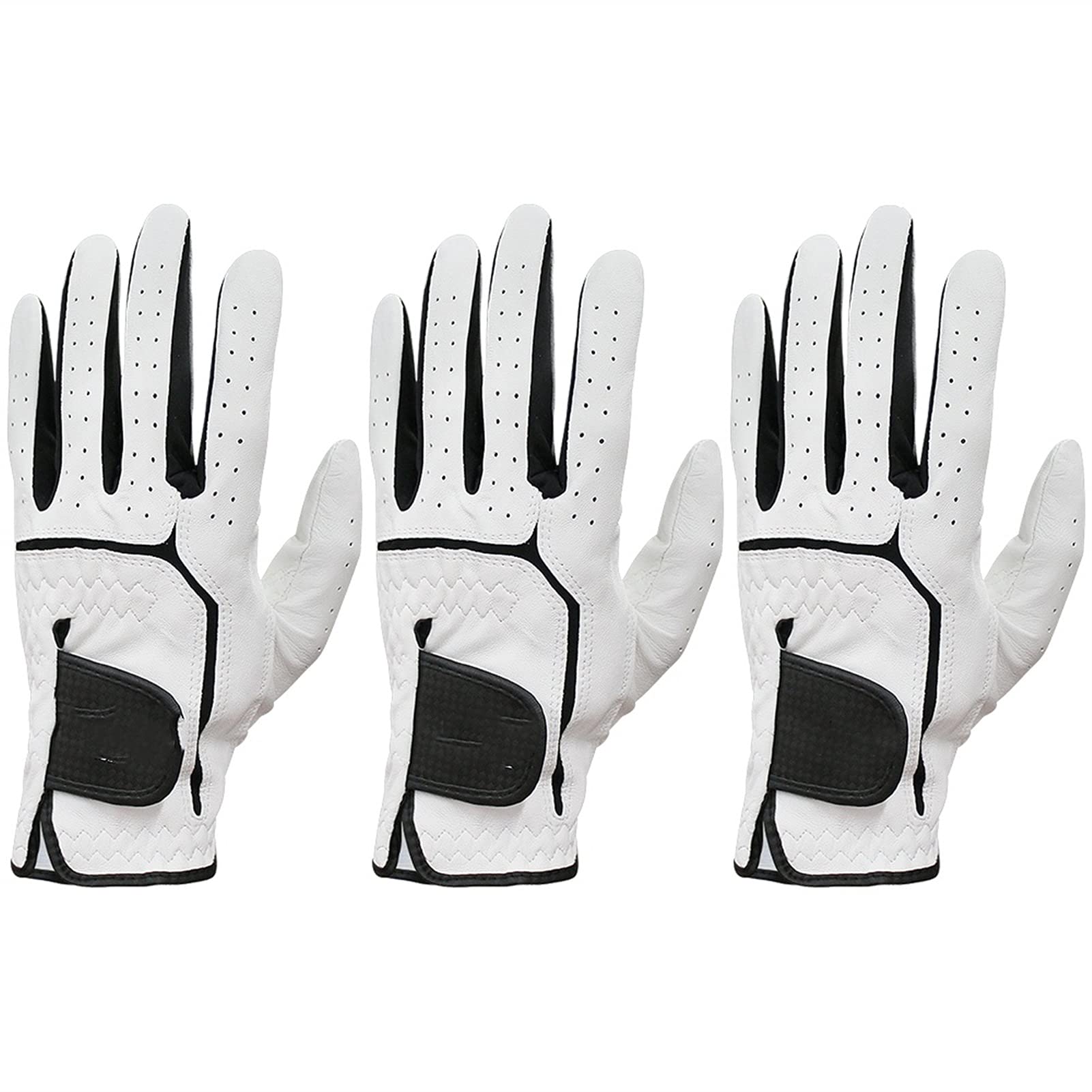 Guante Golf,Guante De Golf 3 PCS Mens Golf Glove Soft Cuero Cómodo Cómodo Izquierda Derecha Guantes de Golf Antideslizantes para Hombres
