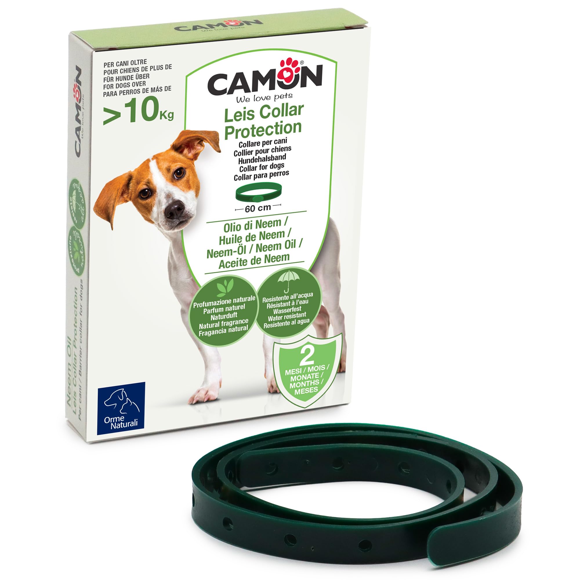 CAMON | Protective Dog Collar (>10 kg) with Neem Oil, 60 cm, Natural Protection for up to 2 Months