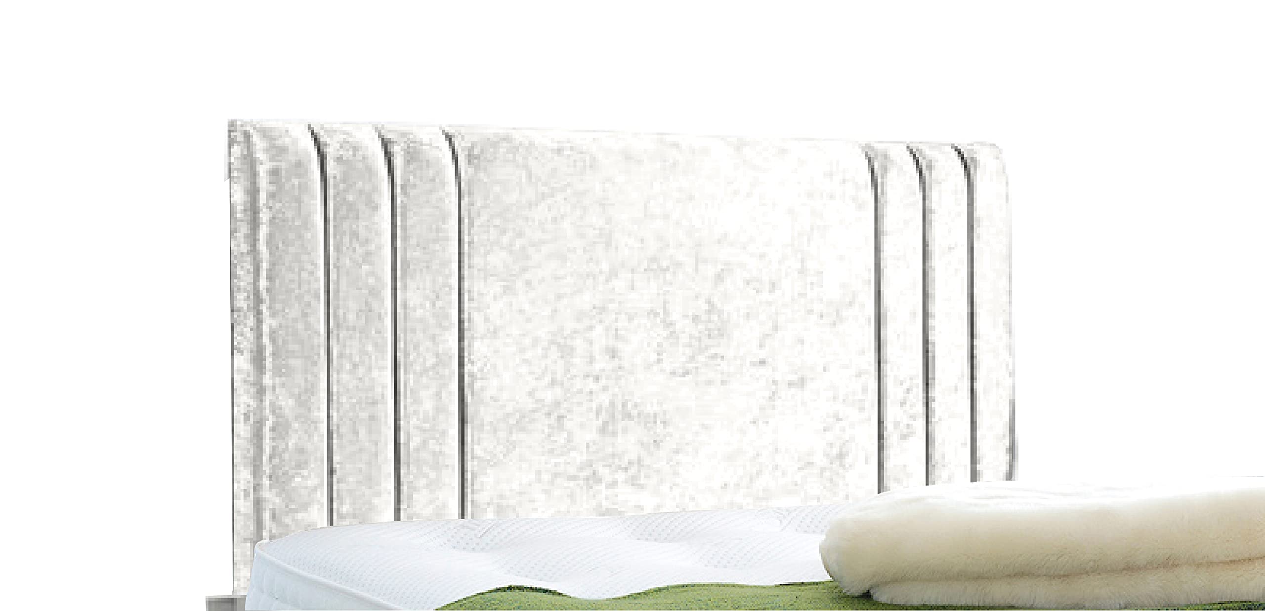 Affordable Contemporary Rio Headboards in Elegant Crushed Velvet (4FT6 Double- Height 24", Cream)