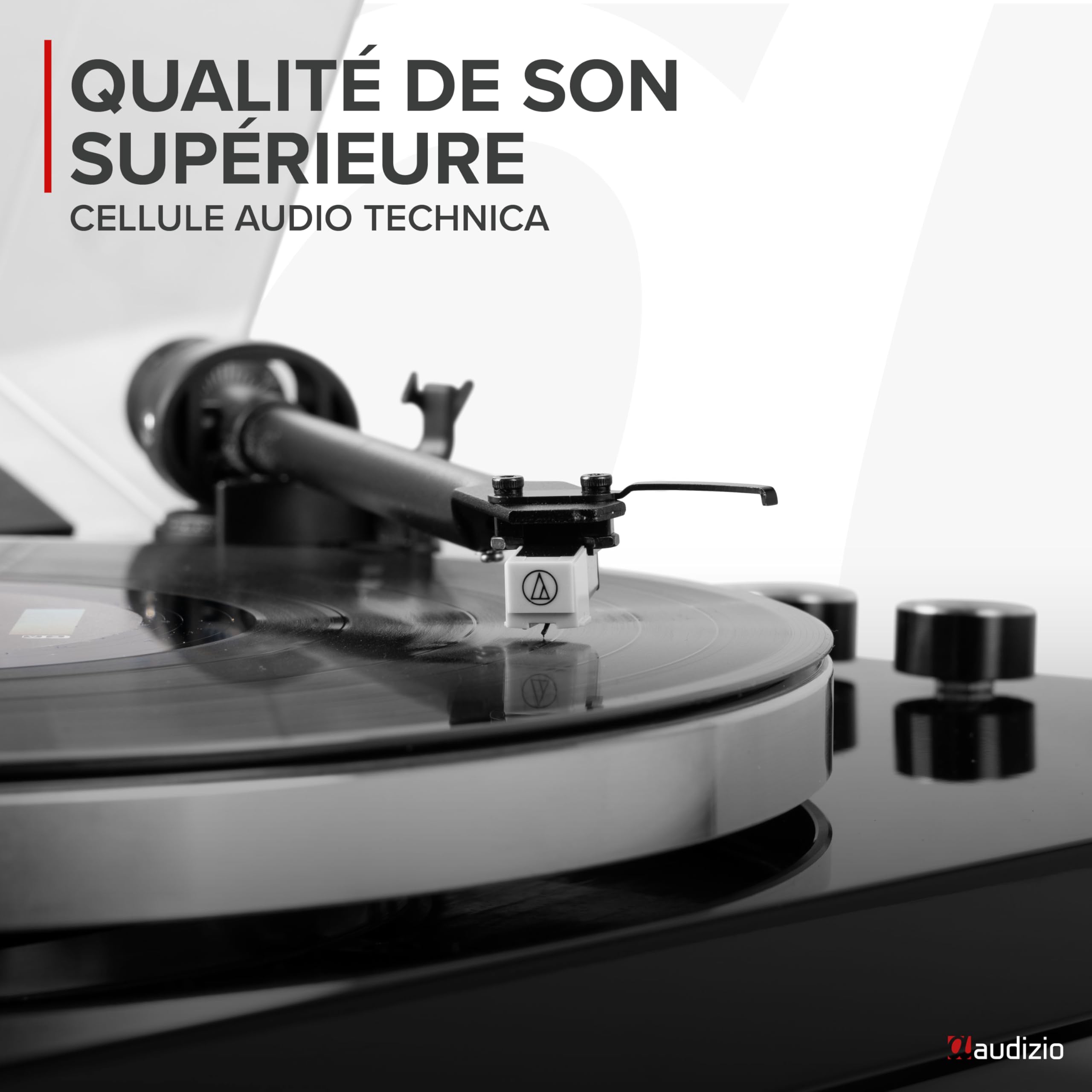 Audizio Toledo Platine Vinyle HiFi Premium Sortie Bluetooth - Noire, 33 et 45 TR/Min, Bras de Lecture Réglable, Cellule Audio Technica, Idéal pour Profiter de Vos Vinyles Préférés