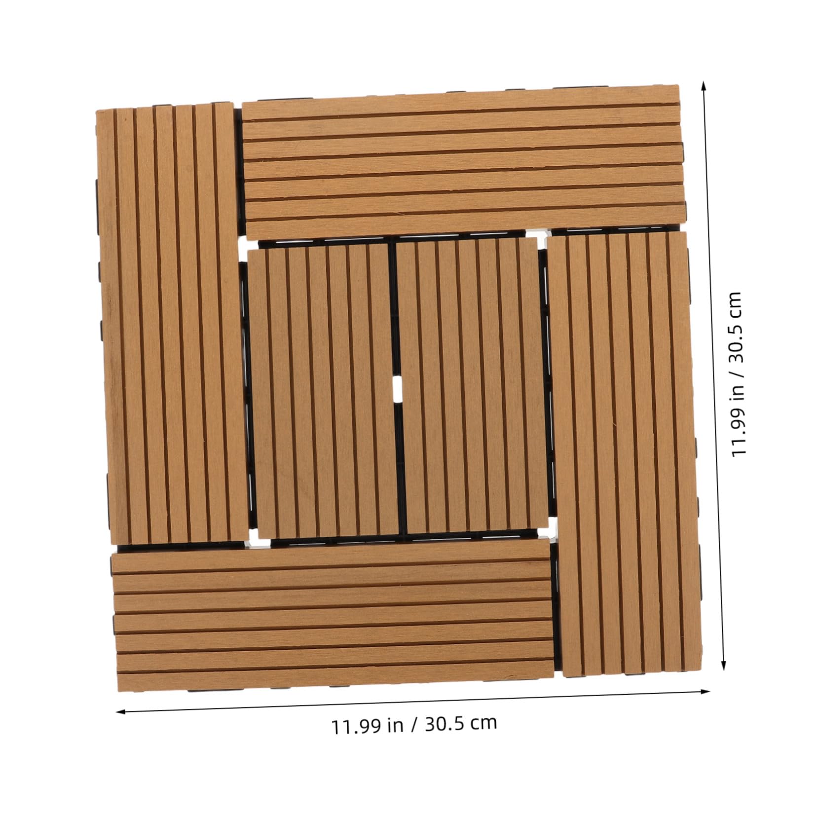 Holibanna Dalles de Terrasse Clipsables Bois Composite Durable Revêtement Sol Extérieur Antidérapant pour Balcon Patio et Jardin Installation DIY Facile