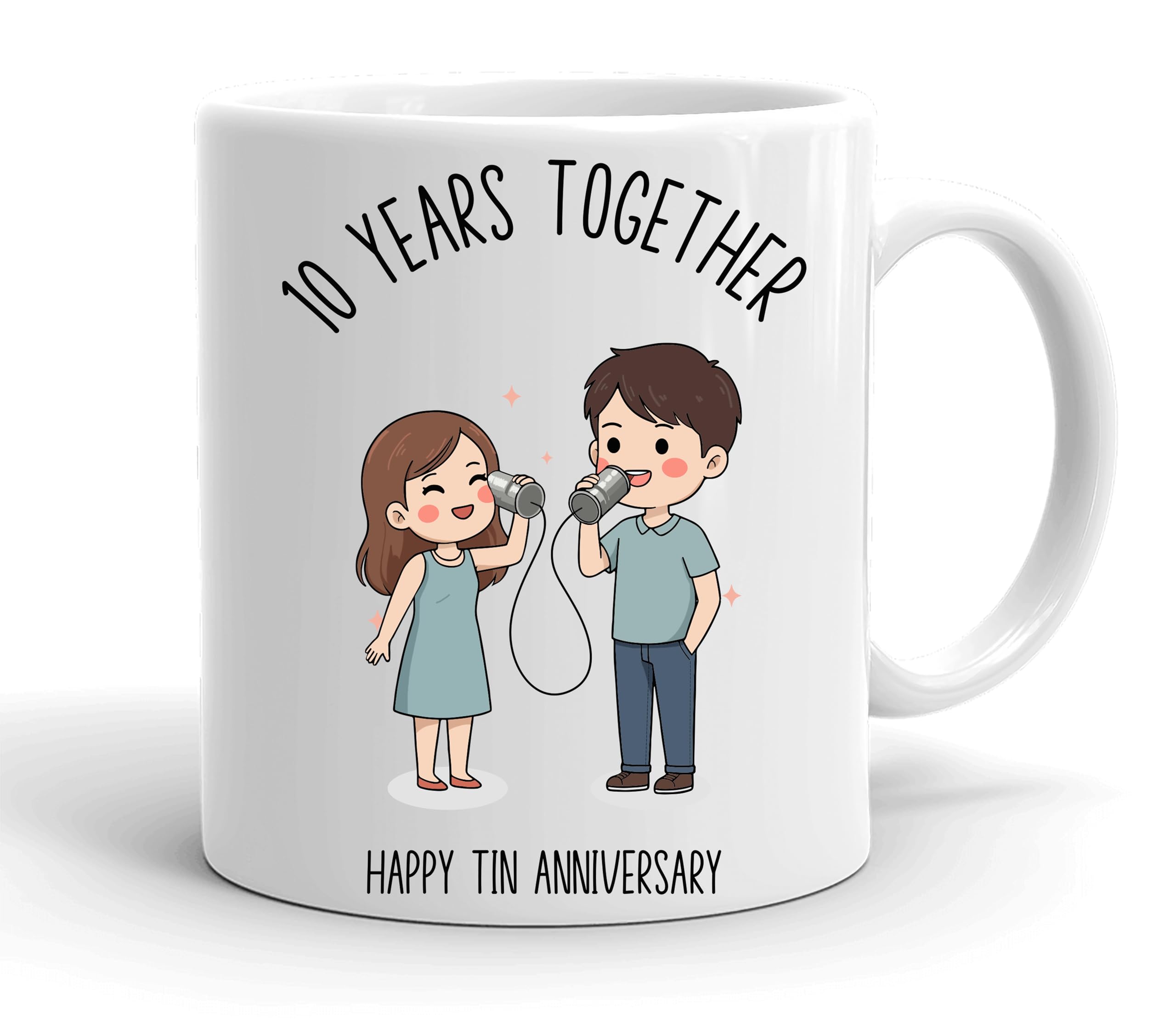 VIROSA 10 Years Tin Anniversary Mug – 11oz Ceramic Coffee Cup Gift for Husband, Wife, Couples – Tenth Wedding Anniversary Present Idea, Romantic Keepsake — image 1
