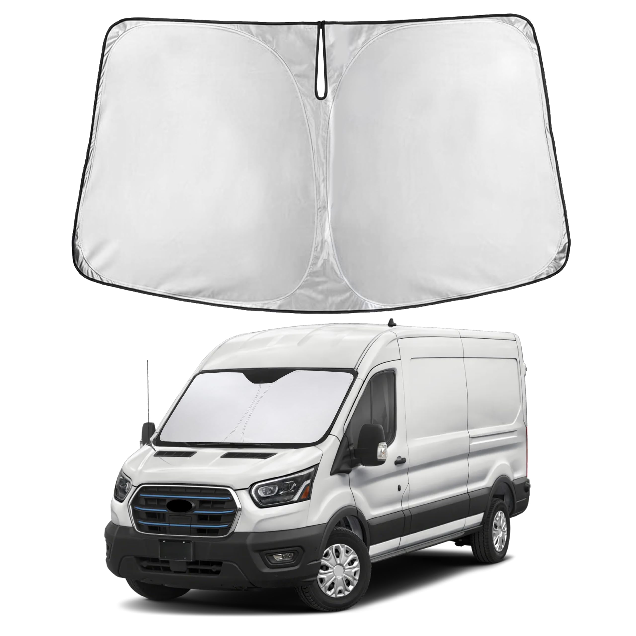 Autovir Windshield Sun Shade Fit for 2015-2024 2025 2026 Ford Transit Sunshade, Front Car Window Shades Sun Visor, Blocks UV Rays & Heat, Car Accessories Fit for Fit ford Transit 2015-2026