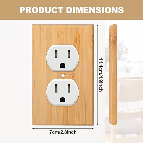 Miniatura 9 de Pinkunn 10 piezas de placa de interruptor de luz de madera maciza, cubiertas de salida de madera de bambú, placa decorativa de pared para