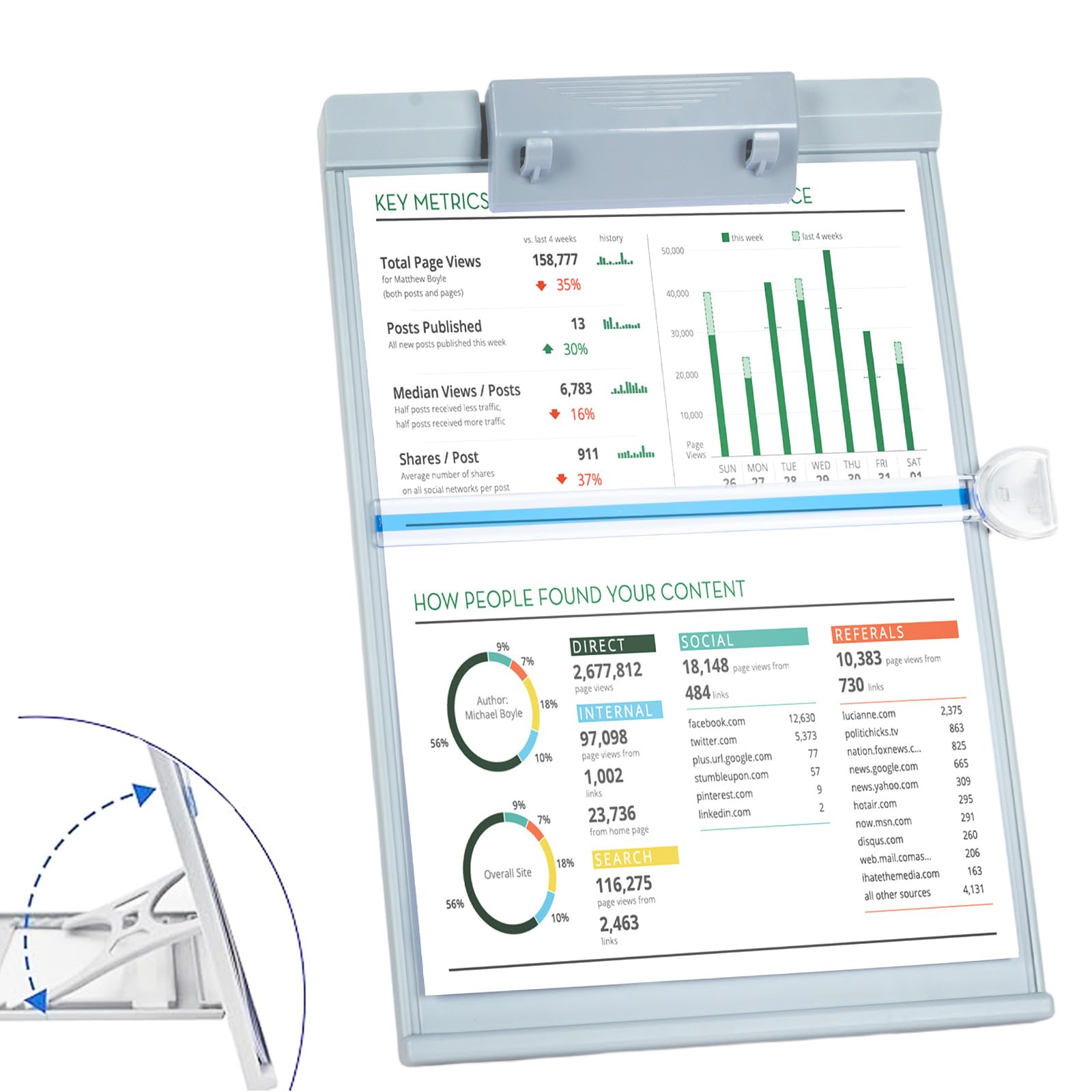 Barelove Document Holder Paper Stand with 7 Adjustable Positions, Grey Paper Holder Stand for Desk When Typing for Reading A4 Letter, Books, Music
