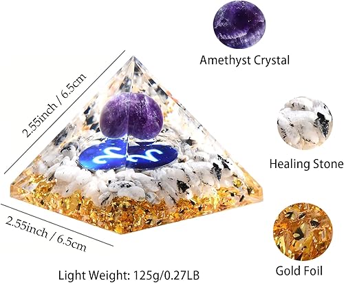 Miniatura 4 de Pirámide de orgón, cristales curativos de amatista, pirámide, decoración de oficina para mujer, decoración de escritorio, decoración de estantes,
