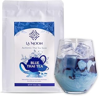 LA MOON TEA Blue Thai Tea Mix - Traditional Loose Leaf from Butterfly Pea Flower and Assam Black for Home-made Iced Tea, B...