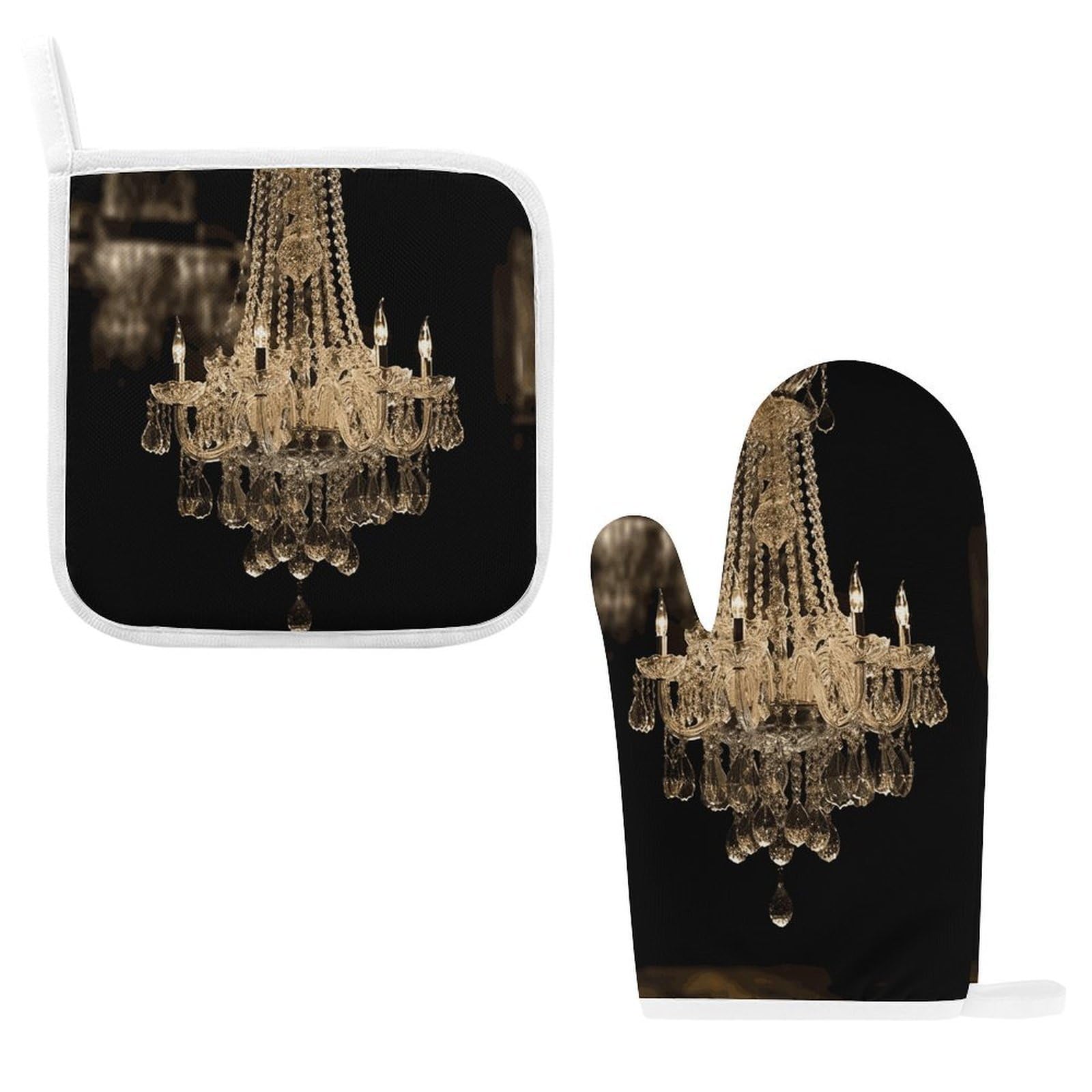Fodpand Style Gorgeous Crystal Chandelier Oven Mitts And Pot Holders Sets