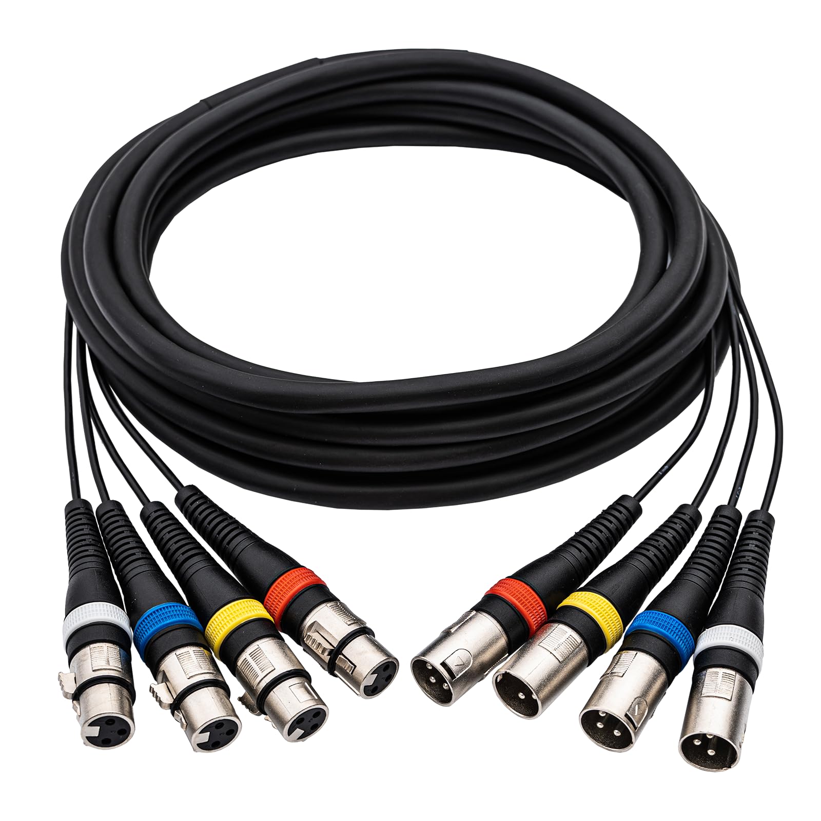 Cavi a serpente XLR a 4 canali da 6,1 m, 4 cavi patch per microfono XLR da maschio a femmina, cavo a serpente per registrazione audio, live, palcoscenico, studi