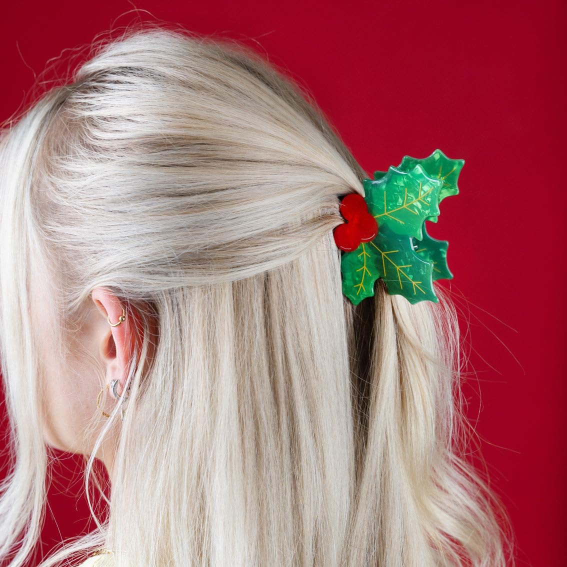 Talking Tables Holly Hair Claw Clip Christmas Party Festive Accessory