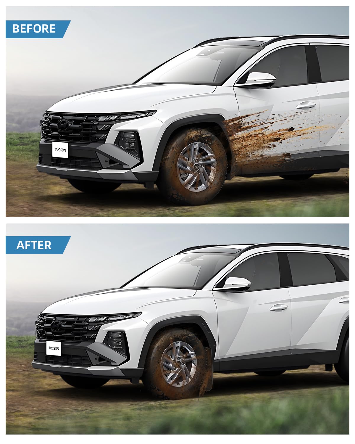 Guardabarros para Hyunda-i Tucson NX4 2024 2023 2022 2021, Faldillas Antibarro Delantero y Trasero con Tornillos de Montaje, Accesorios Protectores contra Salpicaduras [4 Piezas]