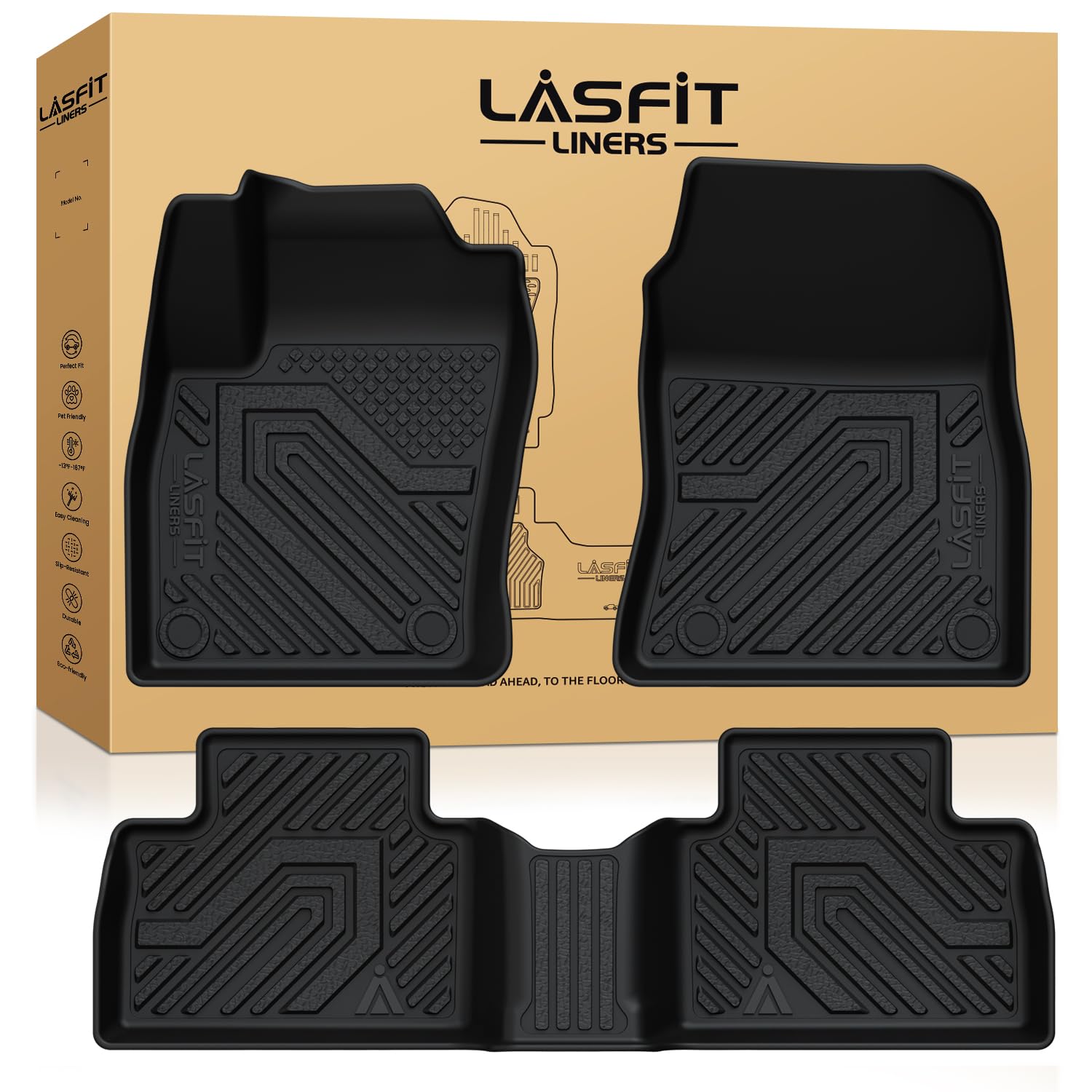 LASFIT Floor Mats for Nissan Kicks 2025-2026, Custom Fit All Weather Protection TPE Easy Clean No-Curling Durable Floor Liners for 2025-2026 Kicks S/