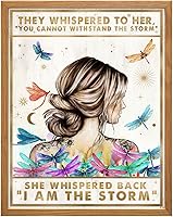 Vista 11 de Arte de pared motivacional bohemio grande de 11 x 14 pulgadas – She Whispered Back I Am The Storm – Decoración de pared con citas positivas – Póster