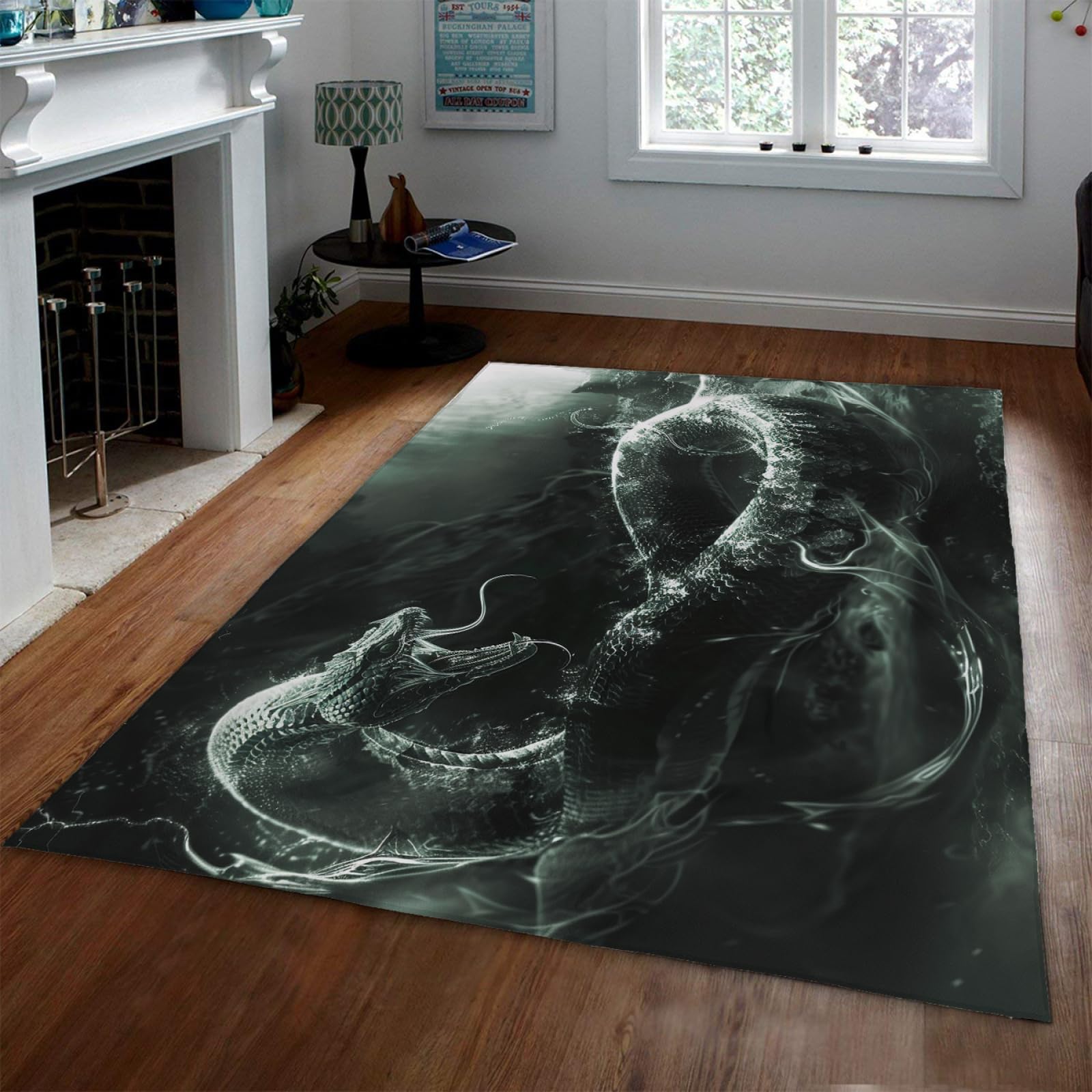 HOBBOY Wild Animal Rug Snake Pattern Area Rugs Terrifying Bizarre Carpet for Living Room Bedroom Bedside Washable Floor Mat Entry Rug 160 x 200 cm