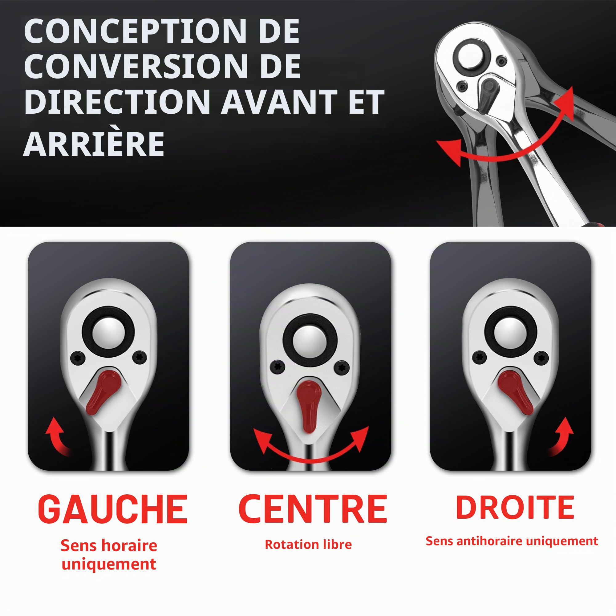 12 Pièces Jeu de Clés à Douille avec Cliquets 3/8" Inserts Hexagonaux de 8mm - 19mm et Rallonge Cliquet Réversible de 150mm en Cr-V avec Déclencheur à Bouton Poussoir