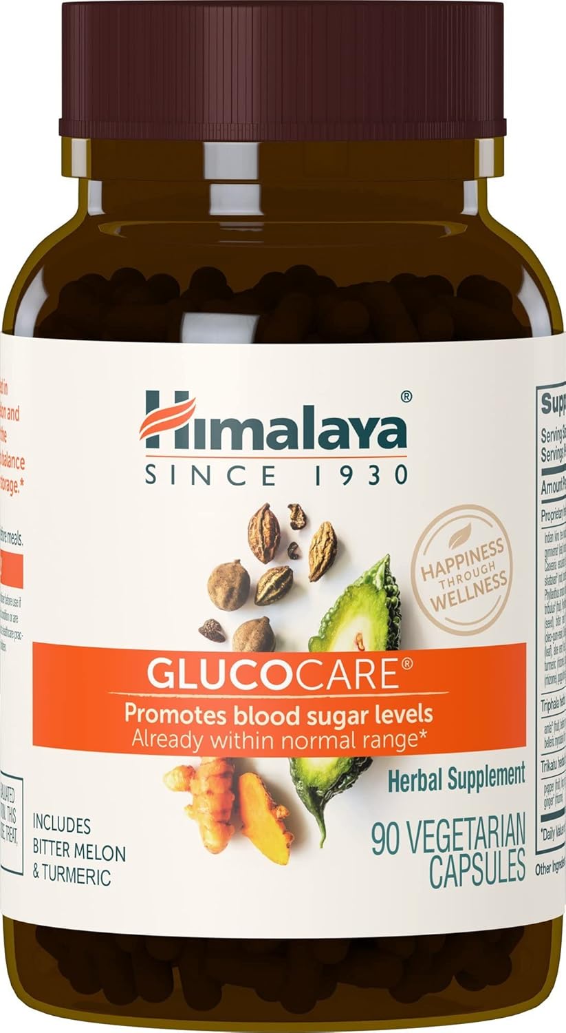 Himalaya GlucoCare – Herbal Glucose Metabolism and Pancreatic Support with Triphala, Turmeric, Bitter Melon, and Gymnema – Vegan, Non-GMO, Gluten Free, 90 Capsules
