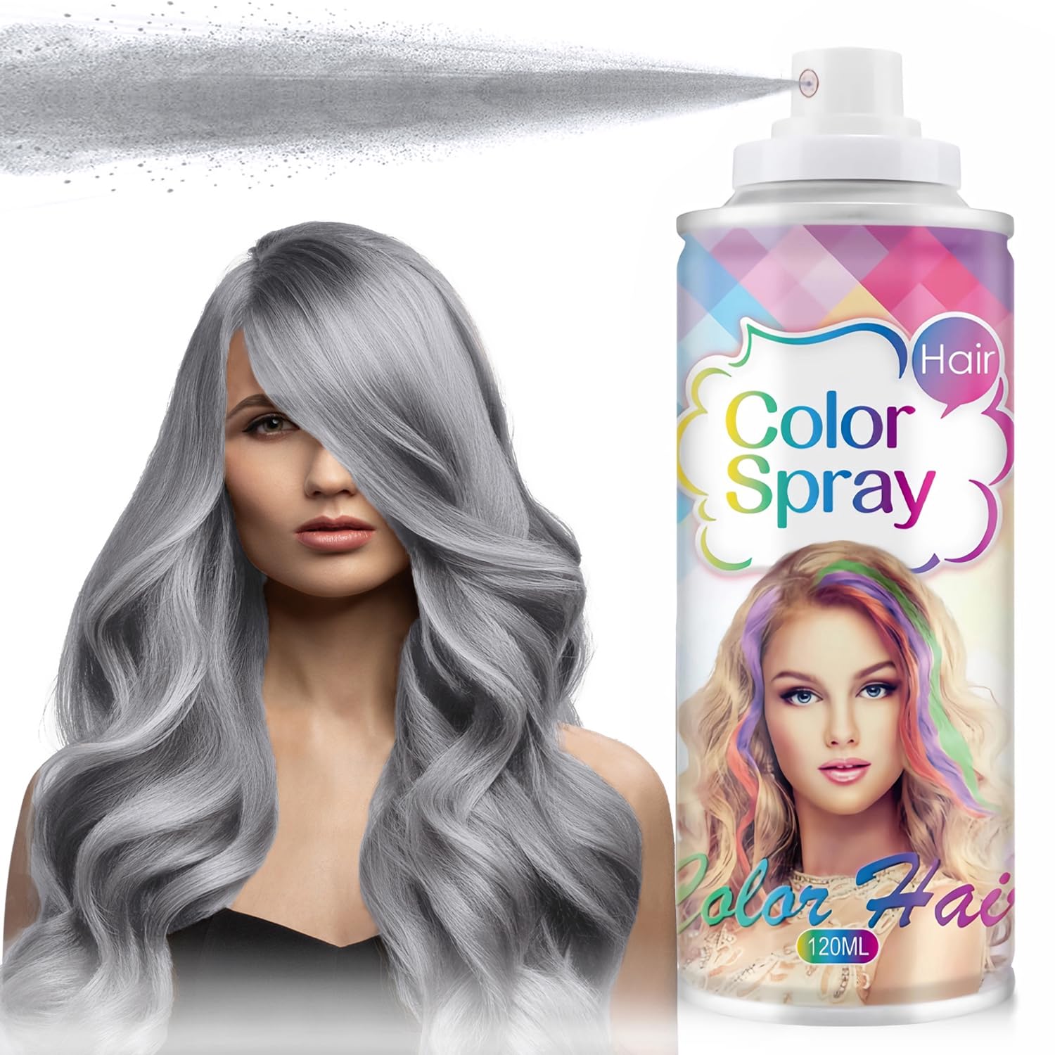 Temporary Hair Color Spray for Women and Kids, One-Time Use Hair Color Wax, Washable Disposable Natural Hair Spray Hair Strong Style for Party, Hollowen, Cosplay (Gray, 120ML) Temporary Hair Color Spray for Women and Kids, One-Time Use Hair Color Wax, Washable Disposable Natural Hair Spray Hair Strong Style for Party, Hollowen, Cosplay (Gray, 120ML)