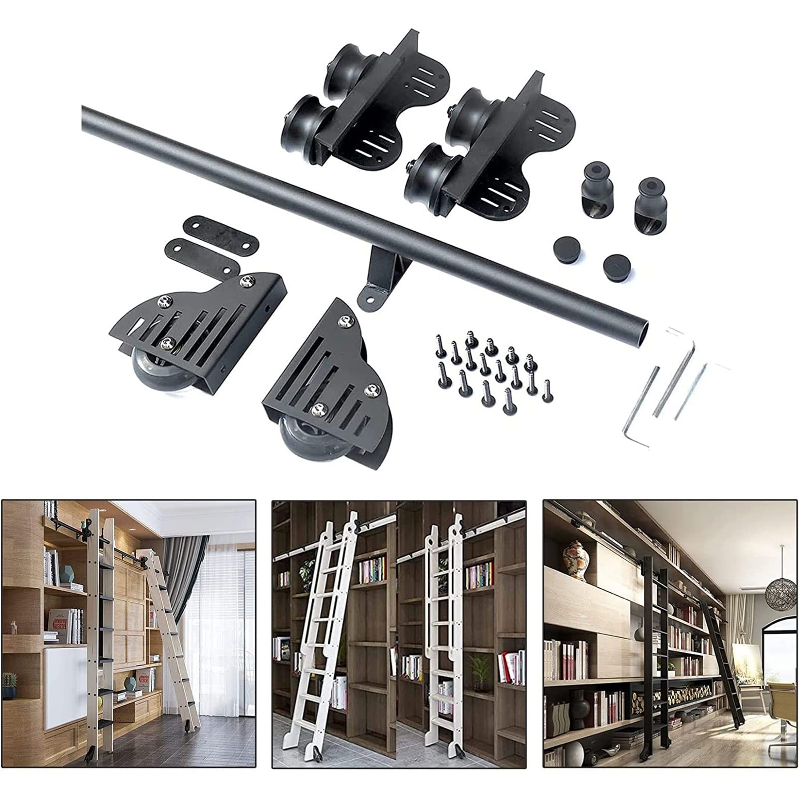 Kit de quincaillerie en acier inoxydable extensible pour système de bibliothèque roulante