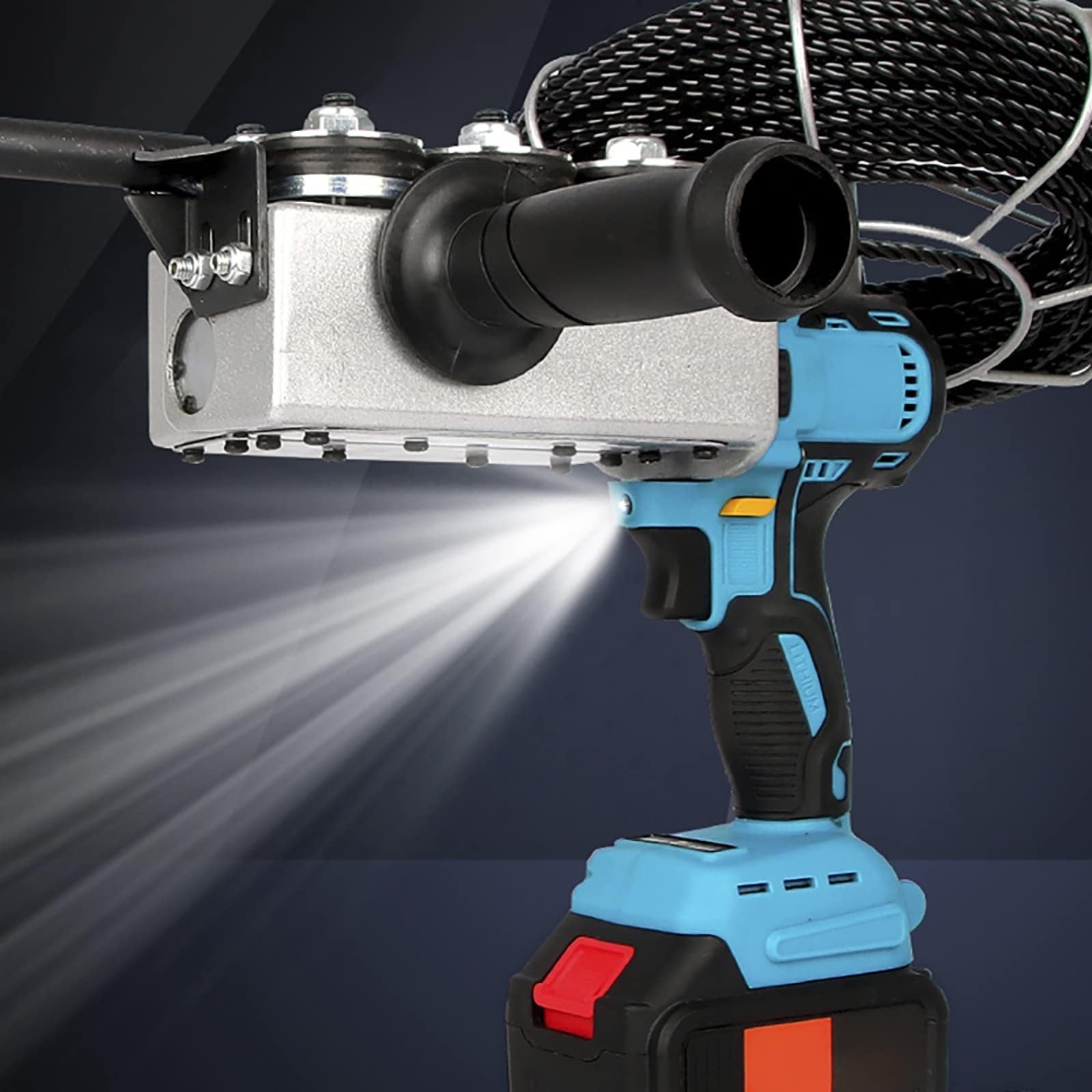 Roscadora eléctrica, herramienta automática for estirar cables, equipo de transporte de tuberías de pared, selección de 4 baterías, cable de 30 metros, rápida y práctica, dispositivo(30000 mA)