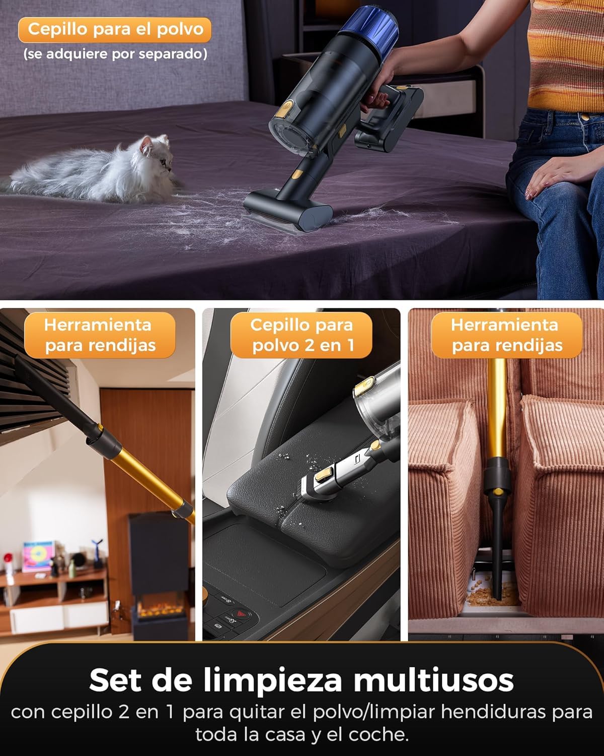Proscenic P15 Aspiradora sin Cable 55kPa/70Mins, Aspiradora Escoba Vertical Potente con Pantalla Táctile LED, Antienredo y Modo Automático para Suelos/Alfombras/Pelo de Animales