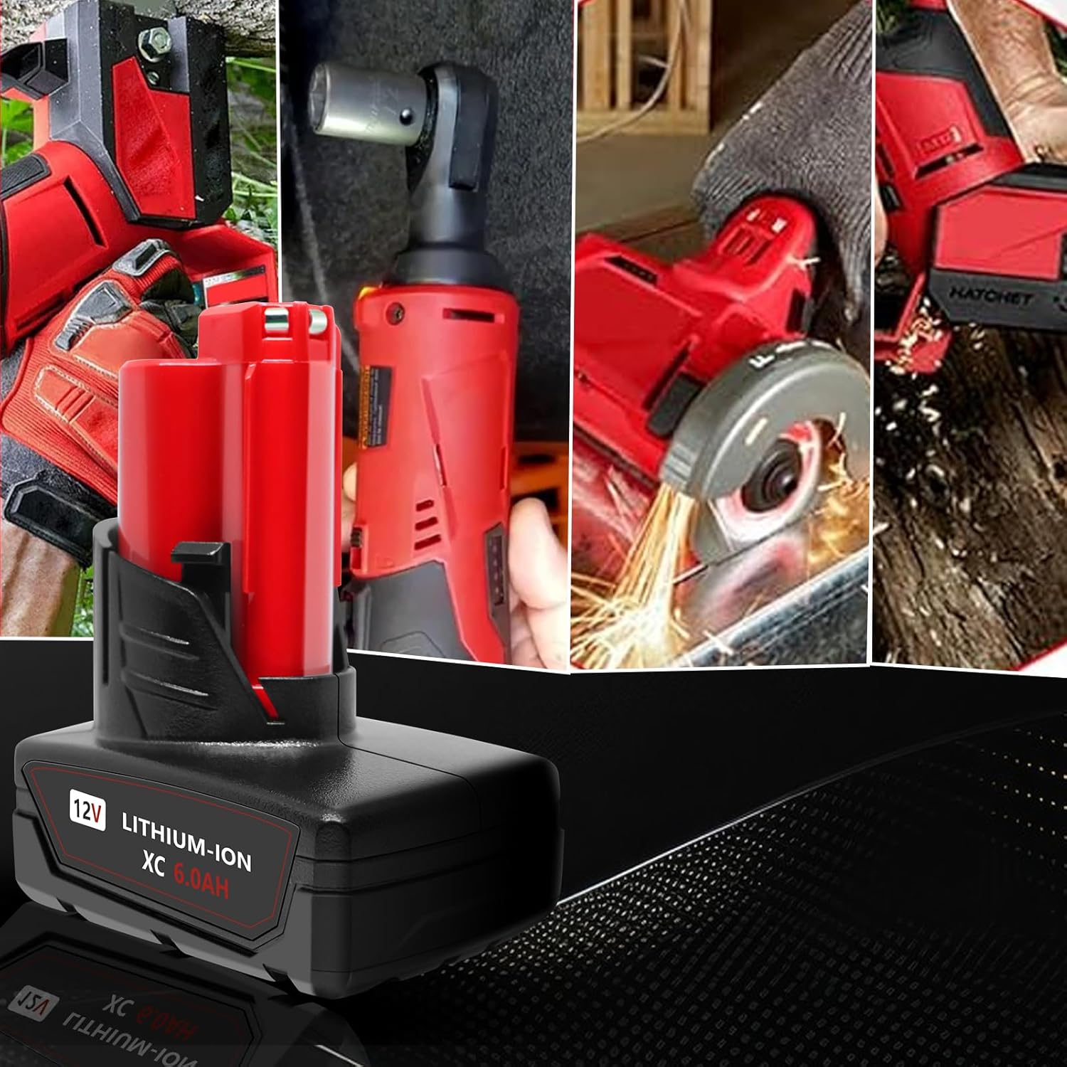 2 Pack 12V 6000mAh Lithium-ion Replacement Battery Compatible with Milwaukee 12 Volt Battery 48-11-2401 48-11-2402 48-11-2440 48-11-2411 48-11-2420 Cordless Power Tools