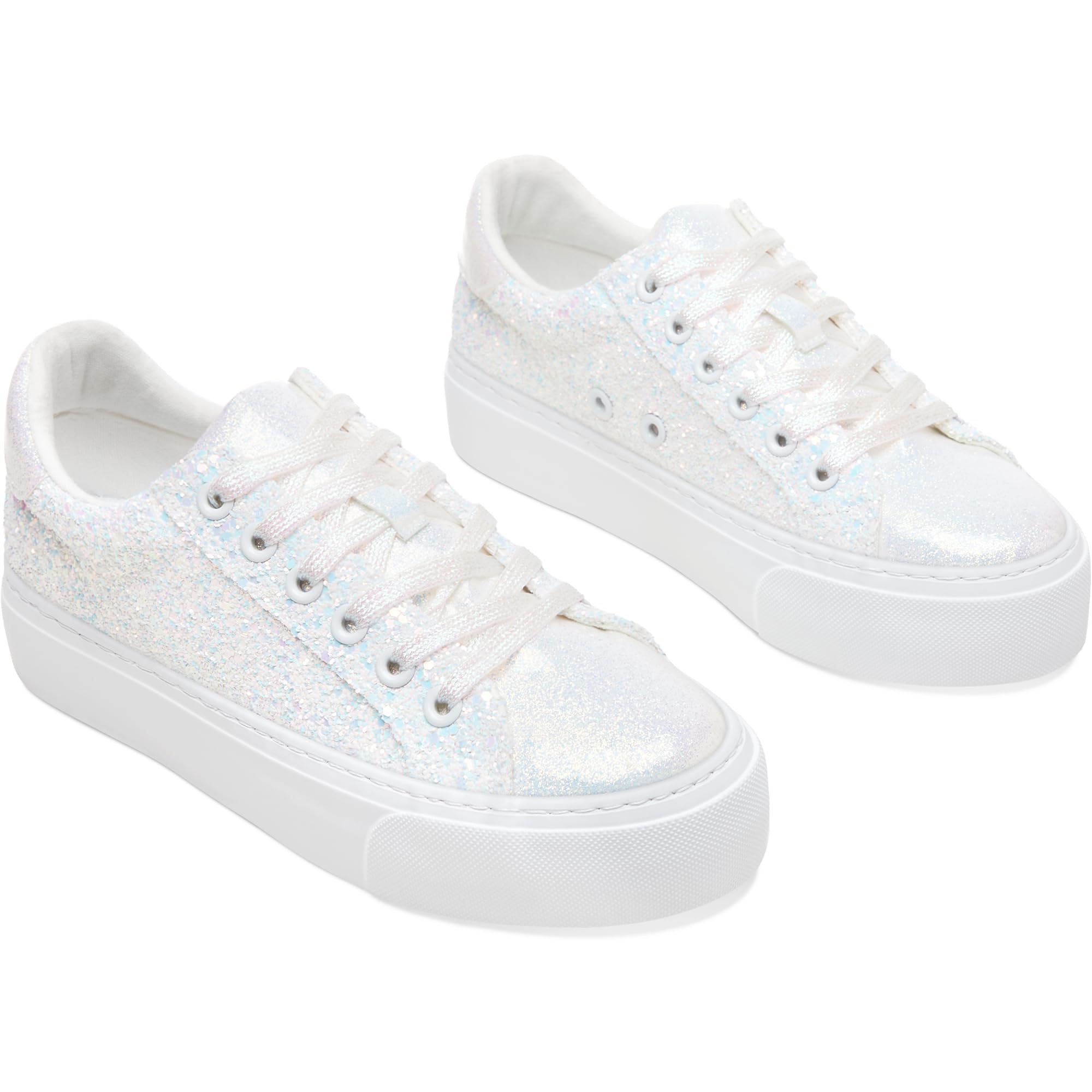 AISFAES Women Glitter Platform Sneakers Sparkly Lace-Up Chunky Sneakers Fashion Low-Top Tennis Shoes Comfortable Metallic Sequin Walking Shoes