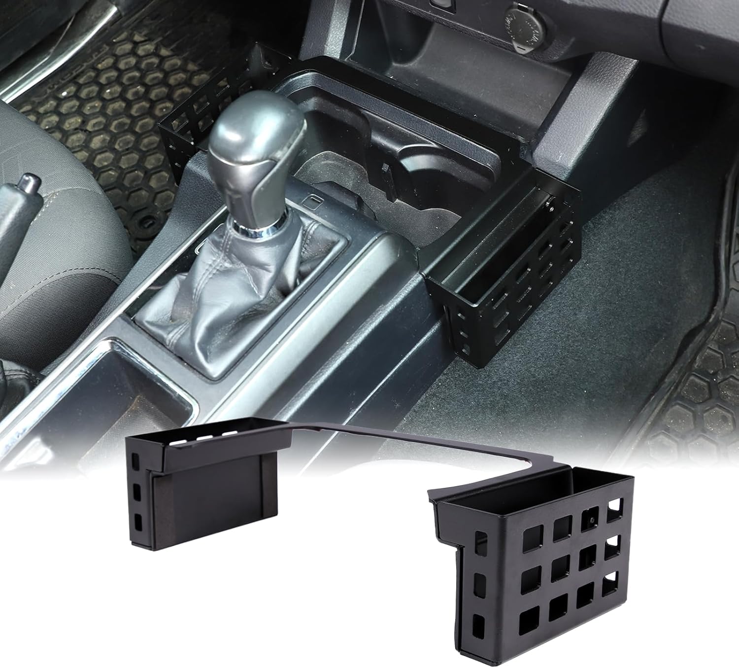 CHEAYAR Shifter Storage Box Fits for Toyota Tacoma 2016-2020 2021 2022 2023, Aluminum Alloy Center Console Gear Shift Side Tray Storage Organizer Box, Auto Interior Storage 3rd Gen Tacoma Accessories