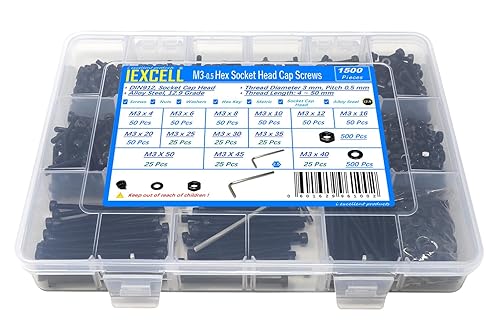 Miniatura 340 de iexcell 720 piezas de acero de aleación M4 x 6/8/10/12/16/20/25/30/35/40/45/50 de grado 12.9, tornillos de cabeza hexagonal, tornillos, arandelas
