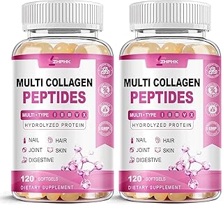 Hydrolyzed Collagen for Women Multi Collagen Peptides Complex Softgels 2000mg Collagen Supplement Type I II III V X with Hyaluronic Acid Biotin Vitamin C - Support Skin Hair Nail Health | 240 Count