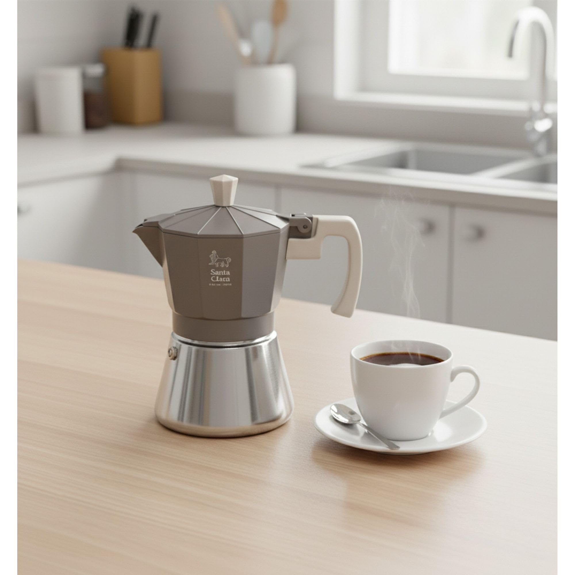 INDE SANTA CLARA | Cafetera Italiana Moka Nordkitch 3 Tazas 150 ml, Cuerpo de Aluminio y Base de Acero Inoxidable, Apta para Inducción y Todo Tipo de Fuegos, Asa Soft Touch — view 10