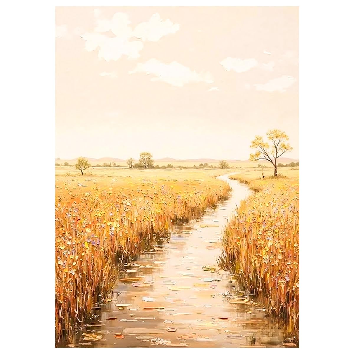 LCDIUDIU Abstract Textured Golden Wheat Field Harvest Ears Oil Canvas Paintings for Living Room Hand Painted Large Unframed Vertical Modern Artwork Wall Decor for Living Room Bedroom 120X180Cm(48X72