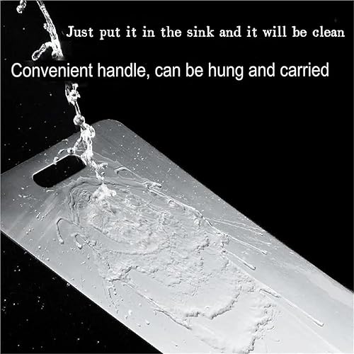 Miniatura 6 de Tabla de cortar de acero inoxidable 304 de acero grueso de doble cara grado alimenticio portátil para cortar carne de frutas (15.4 in x 11.0 in)