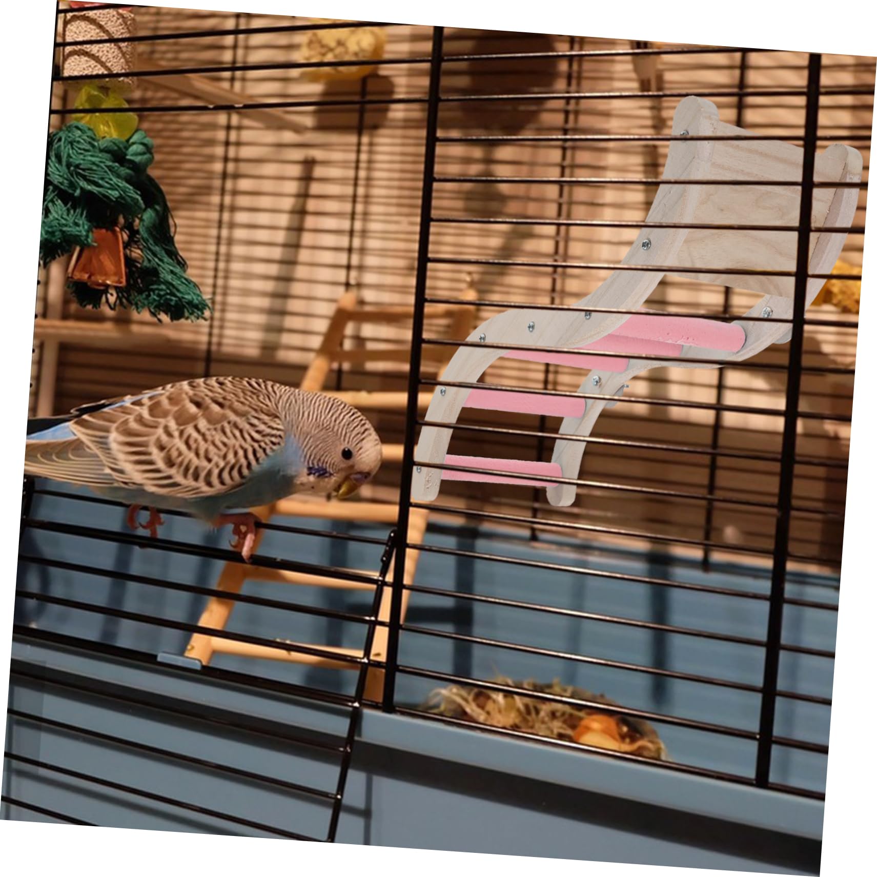 Échelle pour Cage à Oiseaux en Plastique Rose, Jouet d Escalade Sûr à Mâcher pour Perruches et Souris, pour Agrandir L Espace d Activité la Maison