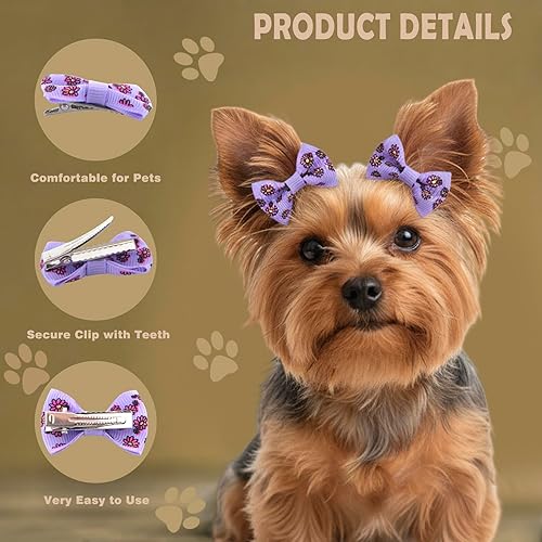 Miniatura 3 de Lazos para el pelo de perro para cachorros pequeños clips para regalos de aseo de mascotas, 60 unidades (30 colros x 2)