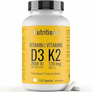 Vitamin D3 K2 Supplement - 2500 IU D3, 120 mcg K2 MK7