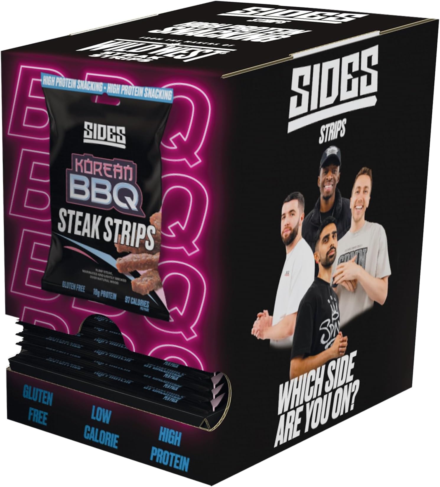Steak Strips - Korean BBQ Flavour - High Protein Beef Jerky Meat Snack - Box of 16 x 35 g Packs