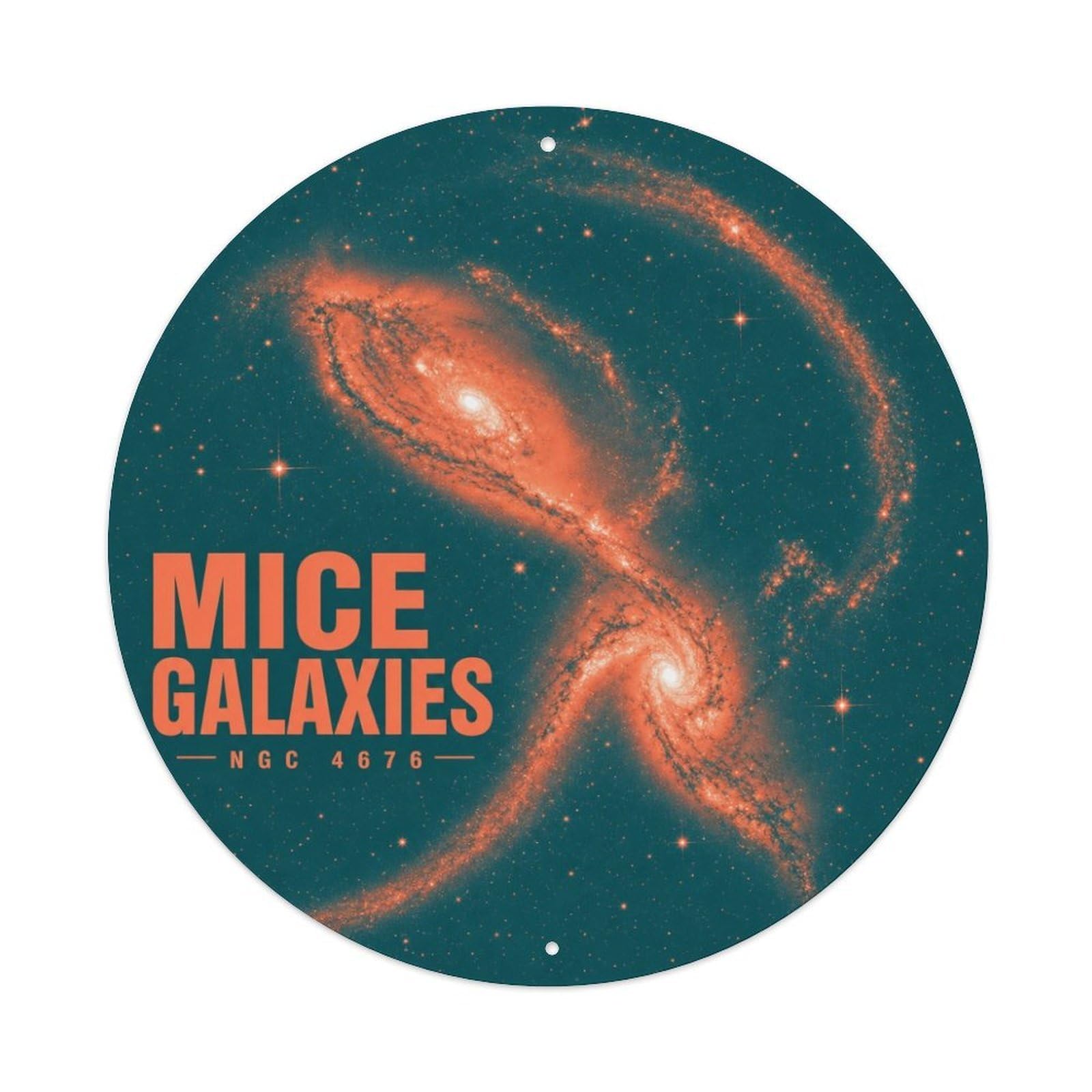 Celestial Deep Space Mice Galaxies Starscape Astral Metal Tin Sign Plaque Wall Decor for Cafe, Man Cave, Club Bar, Office, Home Garden Round Metal Poster 8x8Inch