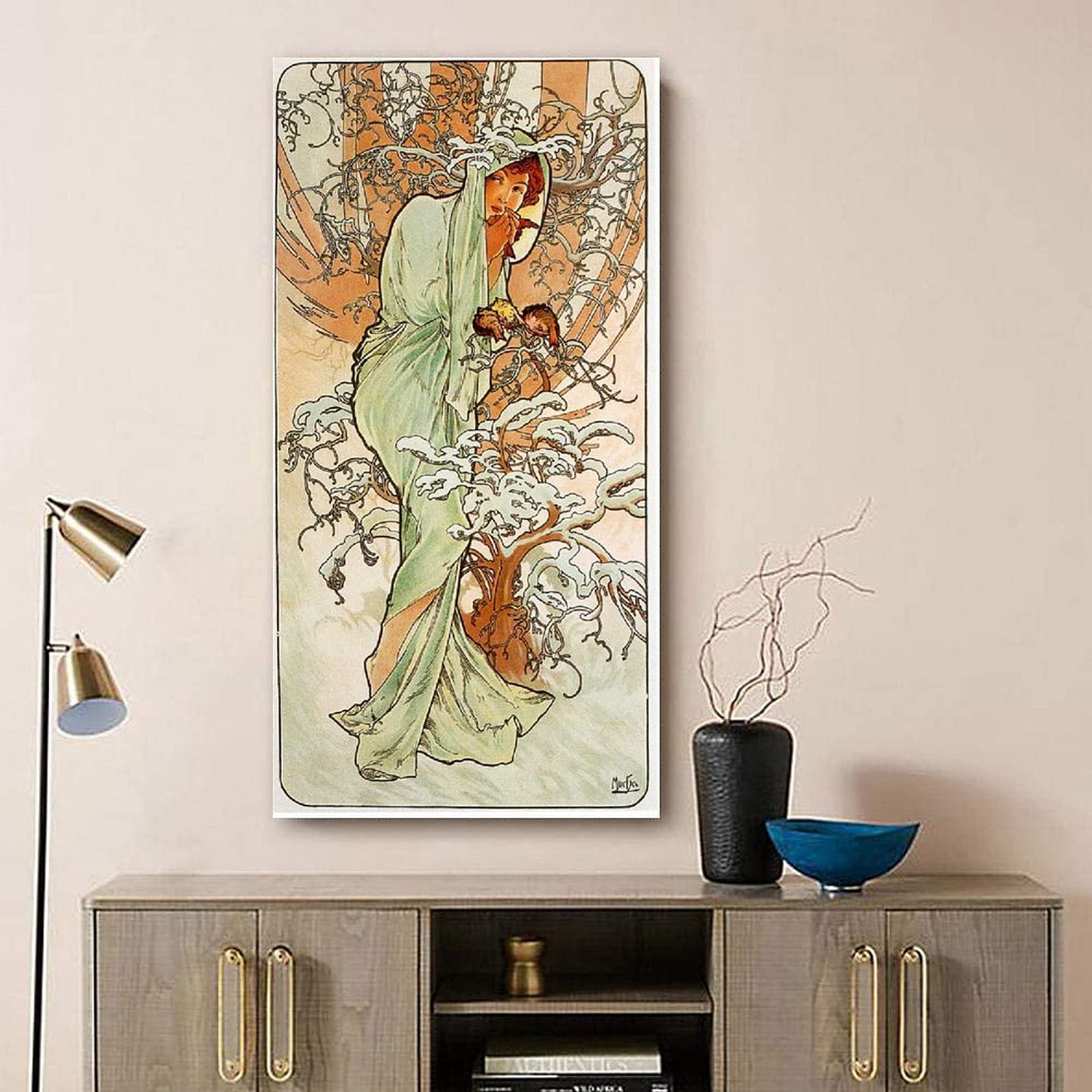 SUPERDANT Tenture Tapisserie Murale Médiévale Vintage Femmes D'Hiver Tapisserie Art Murale Couverture Murale 2 Longues Tapisseries Avec Franges Pour Salon Chambre Décoration Maison 130x33cm