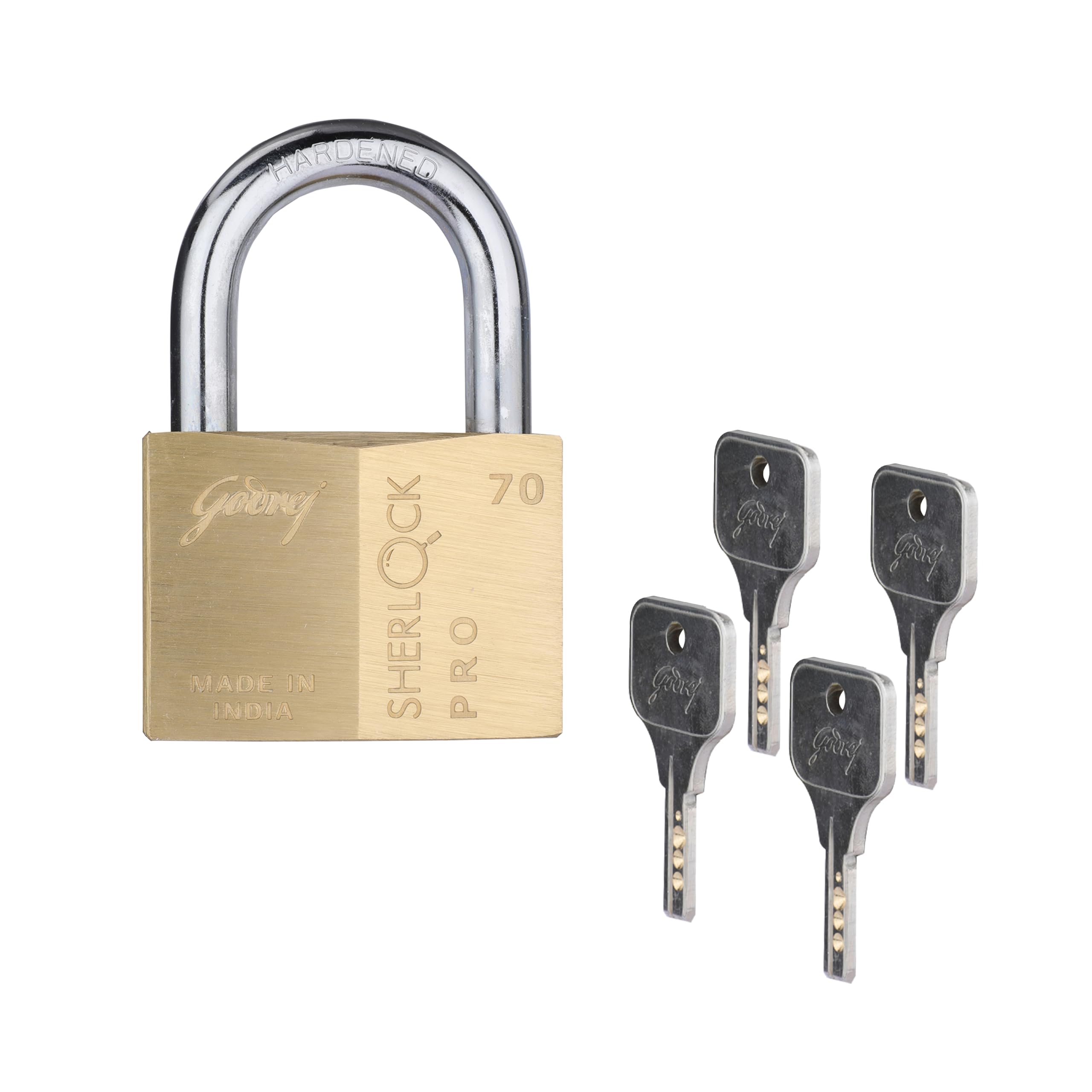 Godrej Locks | Sherlock Pro (70mm) Padlock | with 4 Keys | Premium Solid Brass Lock | Self-Locking Shackle | Double Locking | Rust-Resistant | Suitable for Doors, Outdoor Usage | 5 Years Warranty-picture-24