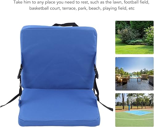 Miniatura 2 de ViaGasaFamido Asiento plegable portátil para estadio con soporte trasero para camping, azul concierto, ligero y portátil, adecuado para césped,