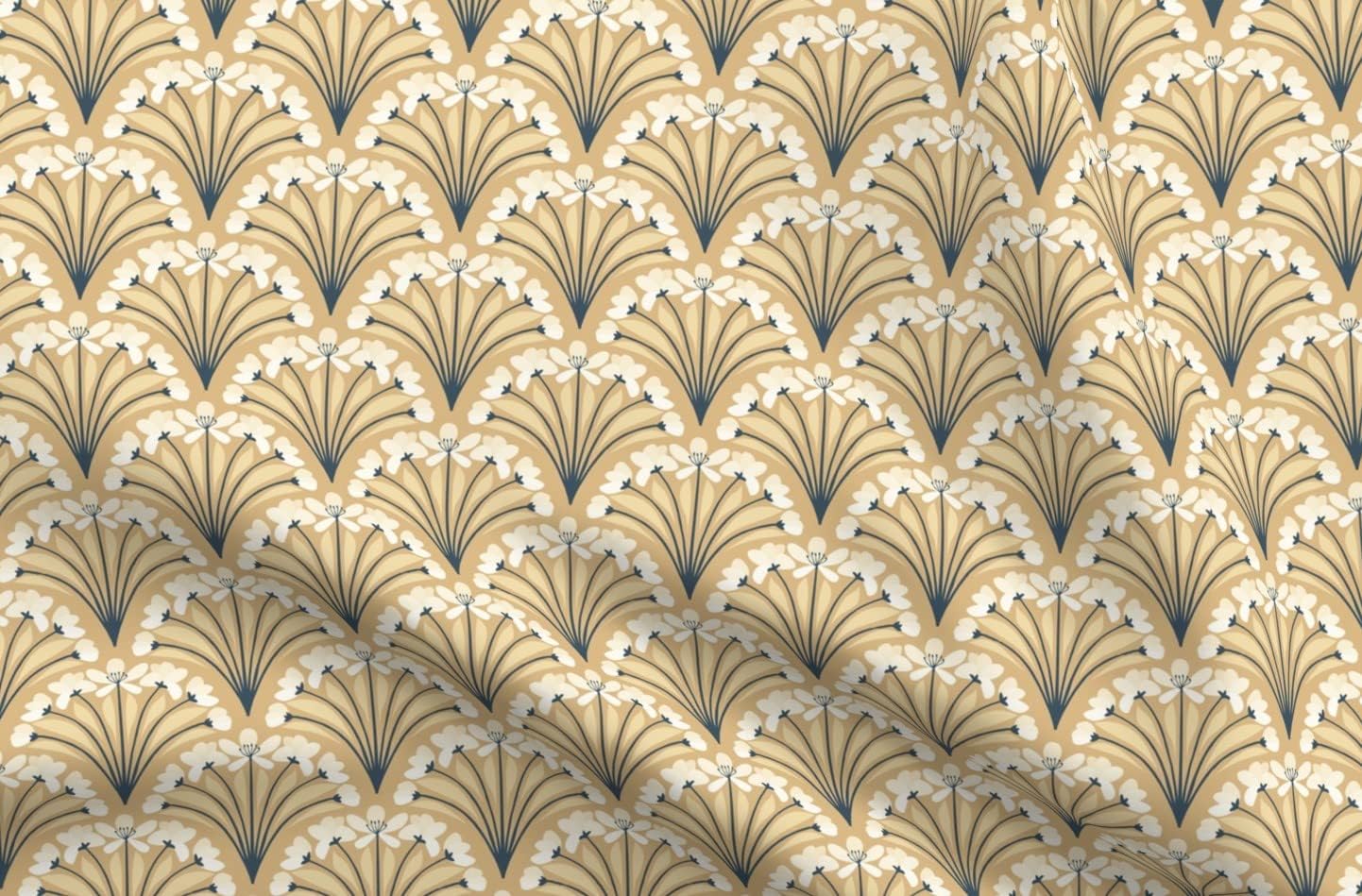 Spoonflower Fabric - Blossom Scallop Flowers Bloom Floral Tree Branch Art Deco Plant Printed on Petal Signature Cotton Fabric Fat Quarter - Sewing Quilting Apparel Crafts Decor