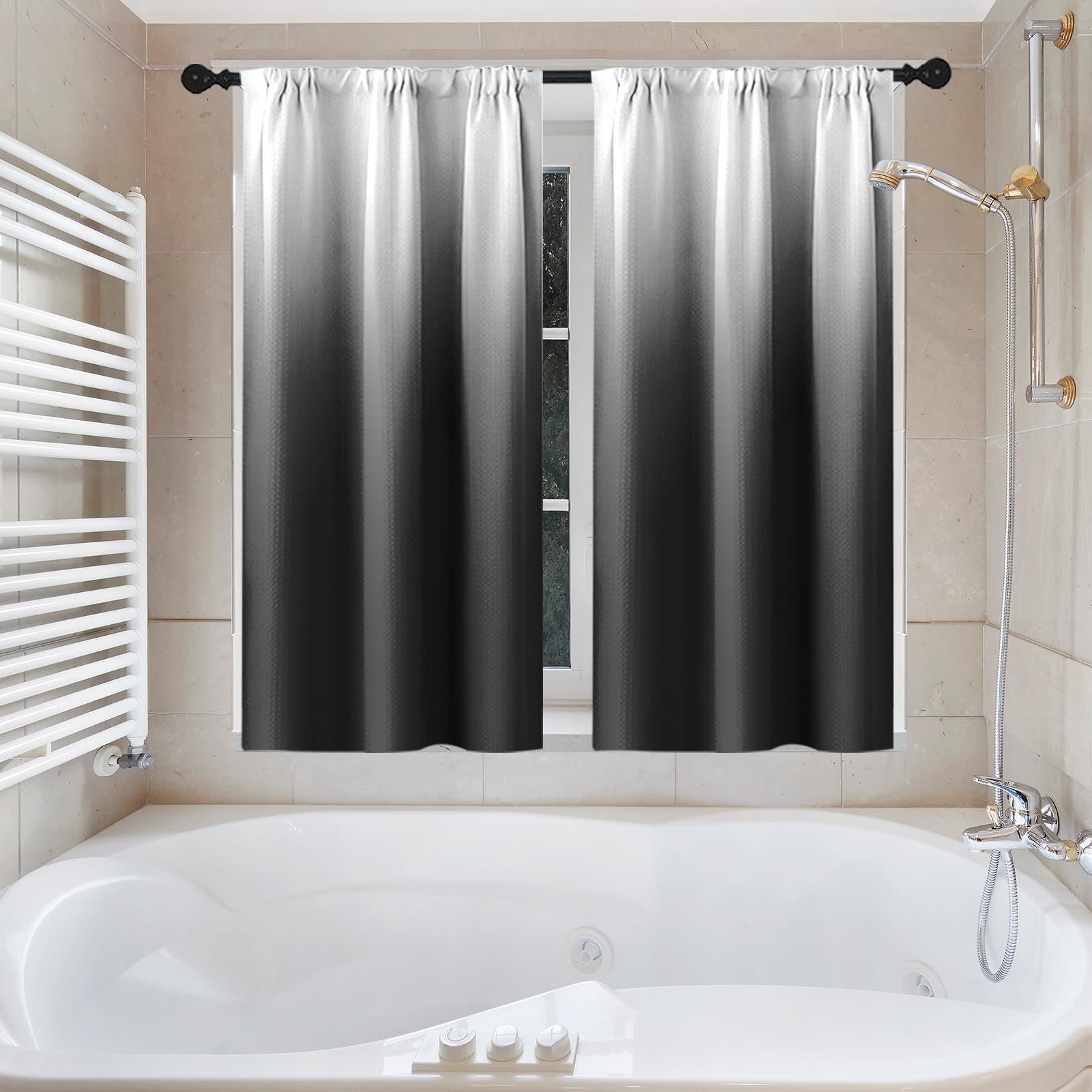 Duschvorhang-Set, Ombré-Stil, Waffelstruktur, moderner Farbverlauf, Badezimmerfenster, wasserdicht, Duschvorhänge für Badezimmer-Dekor