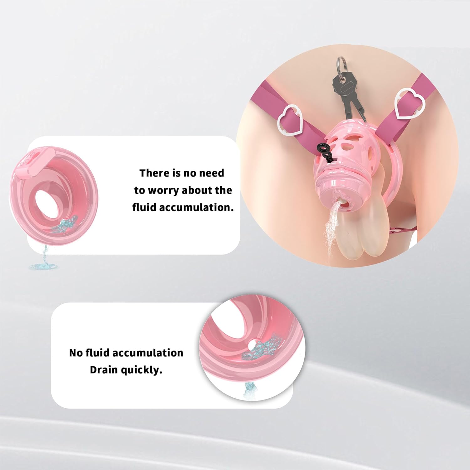 Male Chastity Device Cock Cage - Lightweight Double Cage Chastity Lock for Men with 6 Rings & Urethral Catheter Adult Sex Toys Auxiliary Belt for Male Penis Exercise and Abstinence