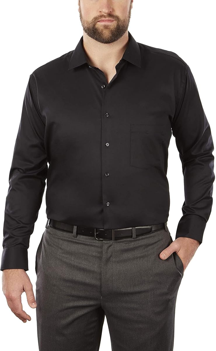 Camisa de vestir de ajuste alto para hombre con cuello flexible y color sólido (grande y alto)